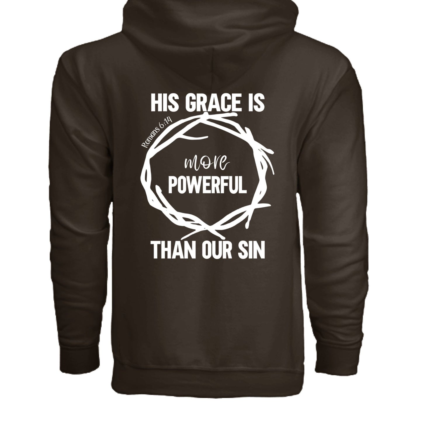 His Grace Is More Powerful Unisex Christian Full - Zip Hooded Sweatshirt - ClaimedbyGodDesigns