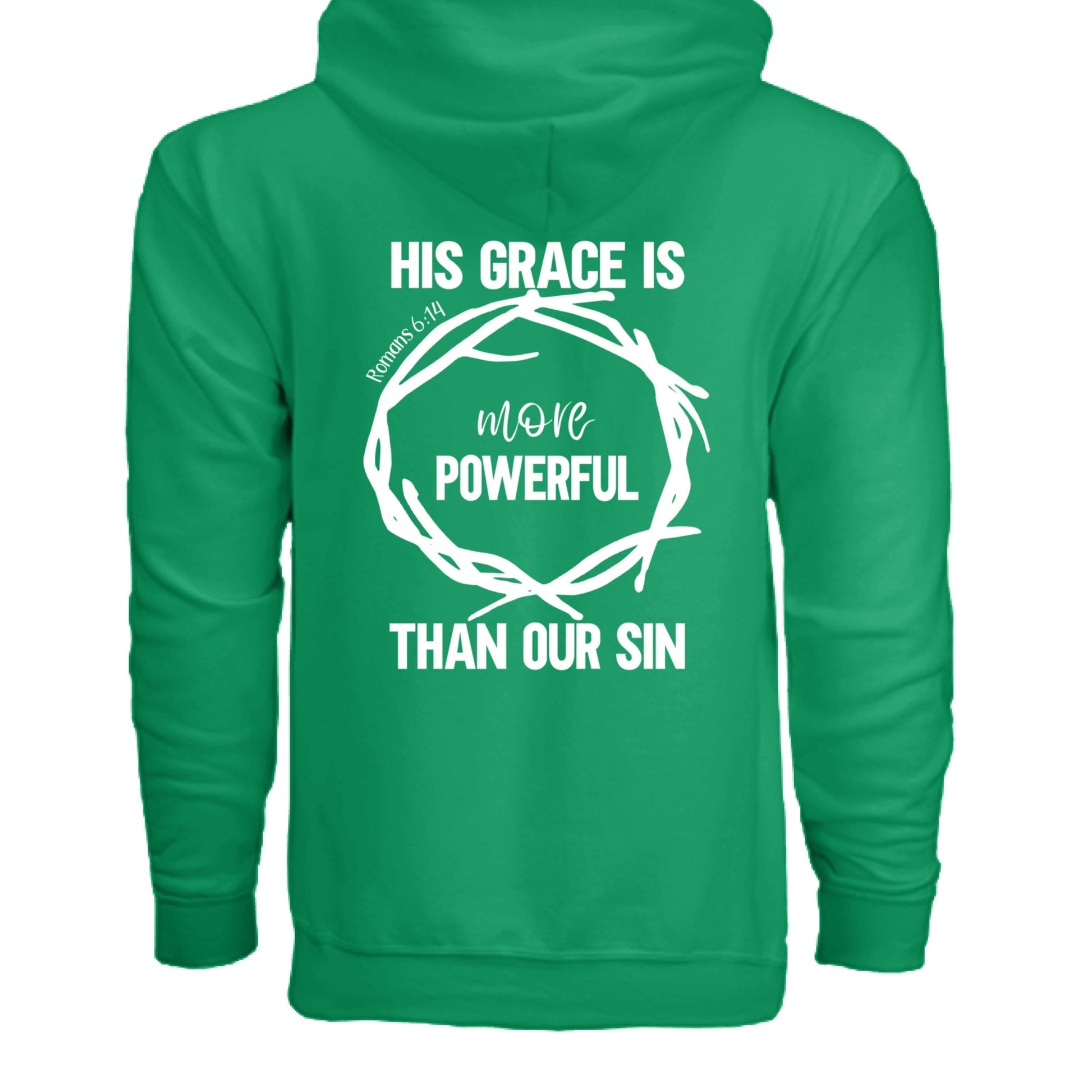 His Grace Is More Powerful Unisex Christian Full - Zip Hooded Sweatshirt - ClaimedbyGodDesigns
