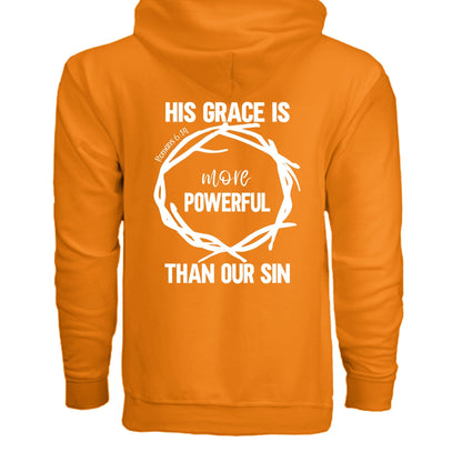 His Grace Is More Powerful Unisex Christian Full - Zip Hooded Sweatshirt - ClaimedbyGodDesigns
