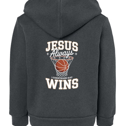 He Always Wins Toddler Christian Full - zip Hooded Sweatshirt - ClaimedbyGodDesigns