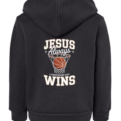 He Always Wins Toddler Christian Full - zip Hooded Sweatshirt - ClaimedbyGodDesigns