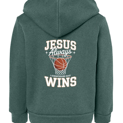 He Always Wins Toddler Christian Full - zip Hooded Sweatshirt - ClaimedbyGodDesigns