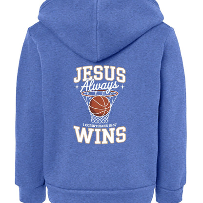 He Always Wins Toddler Christian Full - zip Hooded Sweatshirt - ClaimedbyGodDesigns