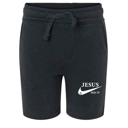 He Did It Toddler Christian Lightweight Special Blend Sweatshorts - ClaimedbyGodDesigns