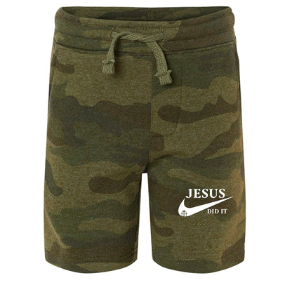 He Did It Toddler Christian Lightweight Special Blend Sweatshorts - ClaimedbyGodDesigns