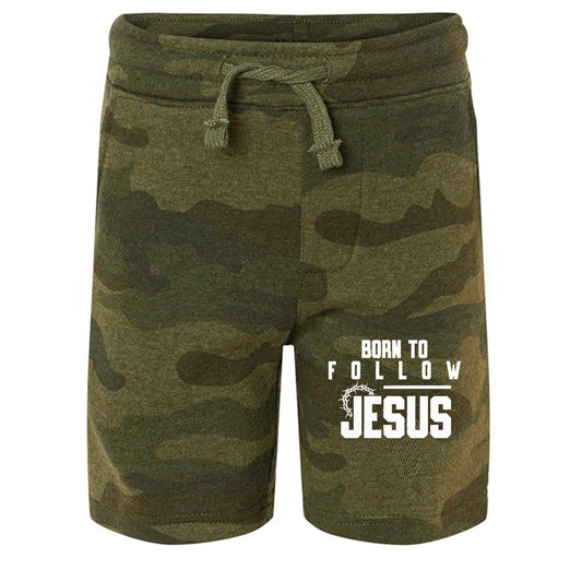 Born To Follow Him Toddler Christian Lightweight Special Blend Sweatshorts - ClaimedbyGodDesigns