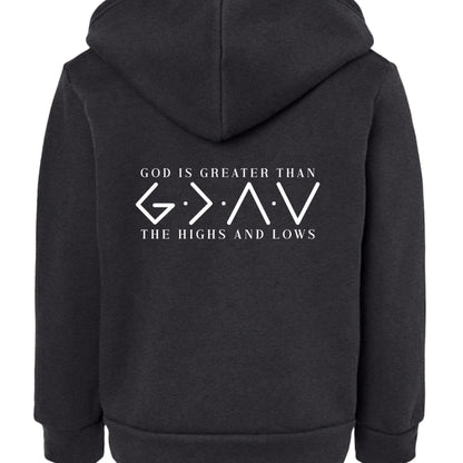 He Is Greater Toddler Christian Full - Zip Hooded Sweatshirt - ClaimedbyGodDesigns