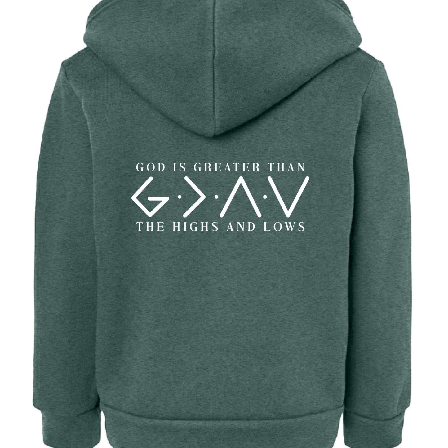 He Is Greater Toddler Christian Full - Zip Hooded Sweatshirt - ClaimedbyGodDesigns