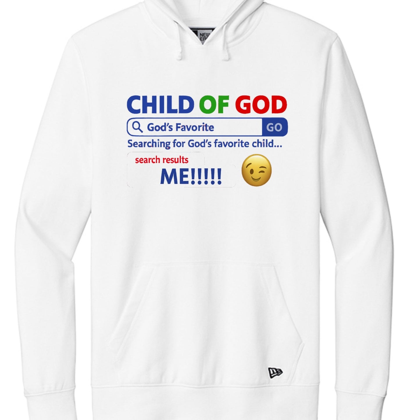 His Child Funny Hoodie – Unisex Christian Hooded Sweatshirt with “His Favorite” Search Bar Graphic - ClaimedbyGodDesigns
