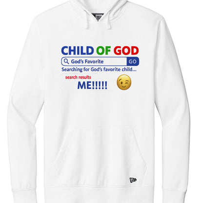 His Child Funny Hoodie – Unisex Christian Hooded Sweatshirt with “His Favorite” Search Bar Graphic - ClaimedbyGodDesigns