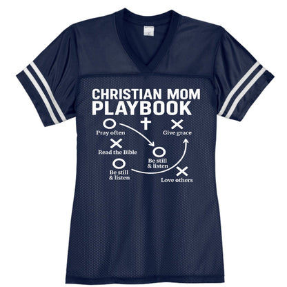 Christian Mom Playbook Women's Christian Jersey - ClaimedbyGodDesigns