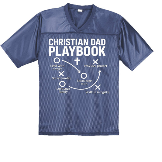 Christian Dad Playbook Men's Christian Jersey - ClaimedbyGodDesigns