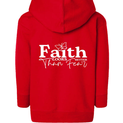 Faith Looks Better Toddler Christian Full - Zip Hooded Sweatshirt - ClaimedbyGodDesigns