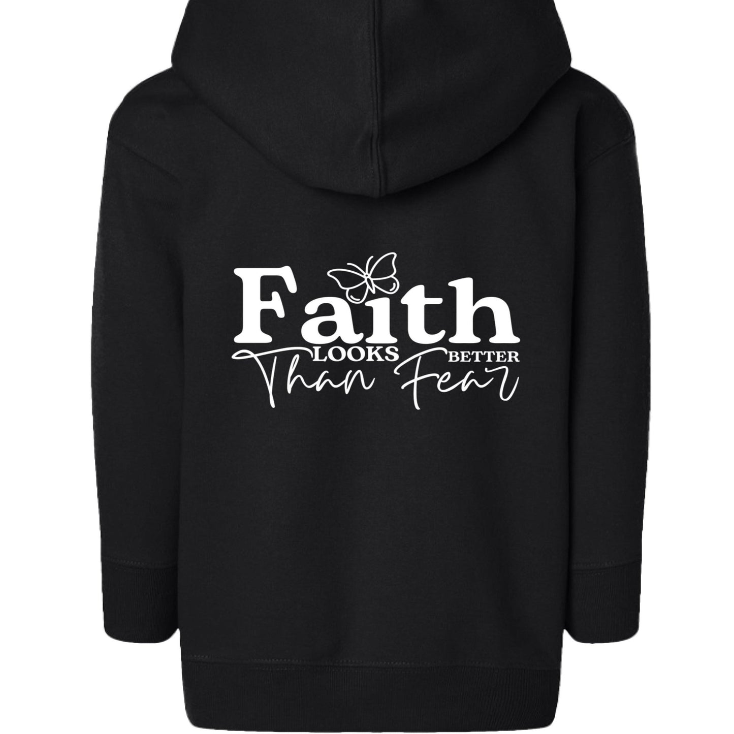 Faith Looks Better Toddler Christian Full - Zip Hooded Sweatshirt - ClaimedbyGodDesigns