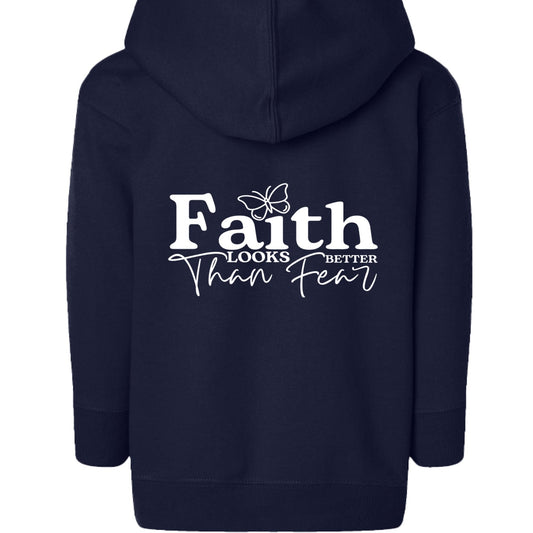 Faith Looks Better Toddler Christian Full - Zip Hooded Sweatshirt - ClaimedbyGodDesigns