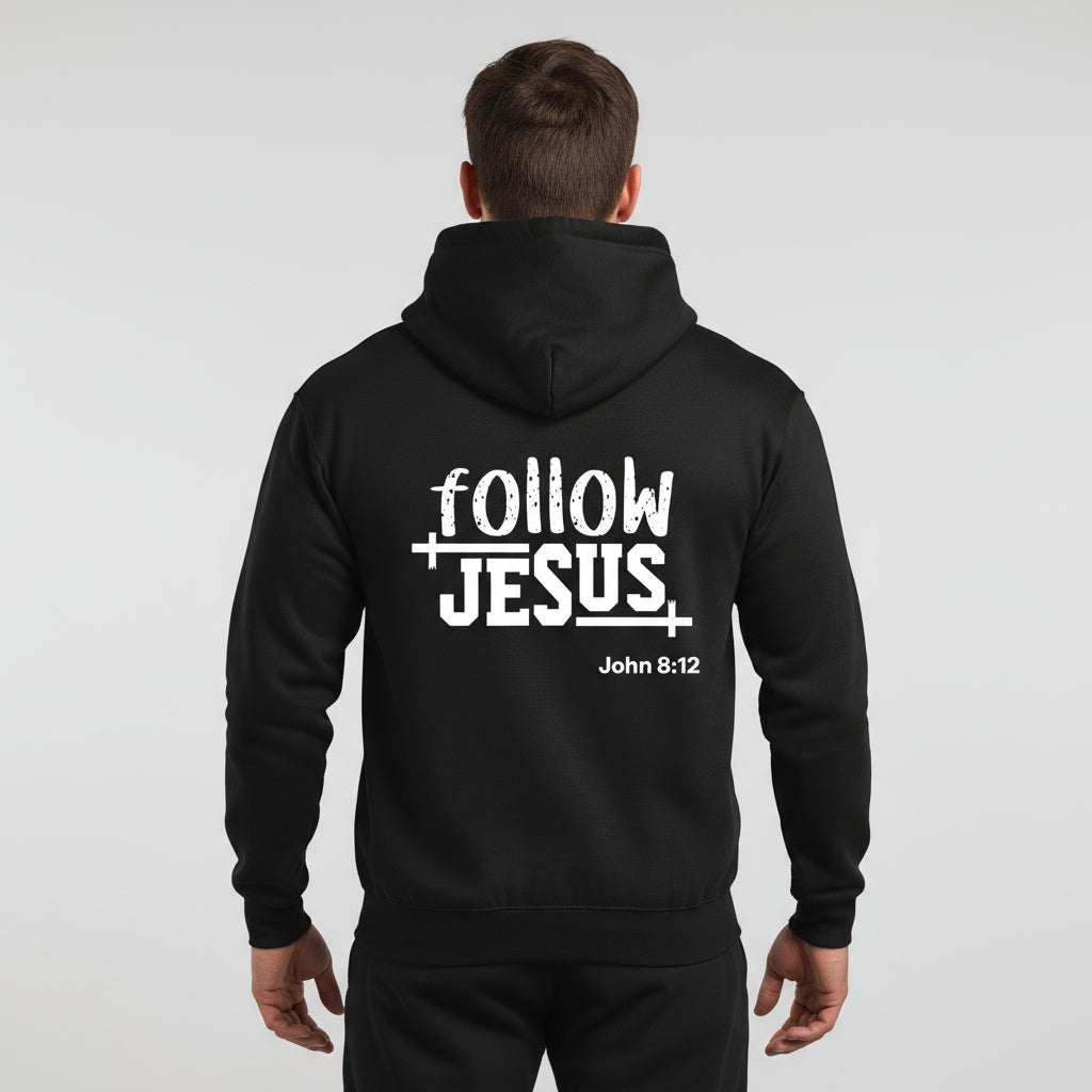 Follow Him Men's Christian Heavyweight Full - Zip Hooded Sweatshirt - ClaimedbyGodDesigns