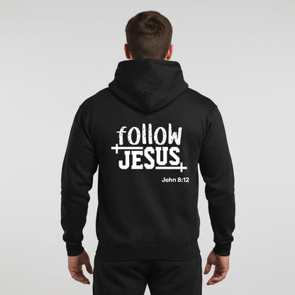 Follow Him Men's Christian Heavyweight Full - Zip Hooded Sweatshirt - ClaimedbyGodDesigns