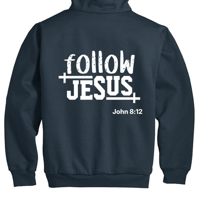 Follow Him Men's Christian Heavyweight Full - Zip Hooded Sweatshirt - ClaimedbyGodDesigns