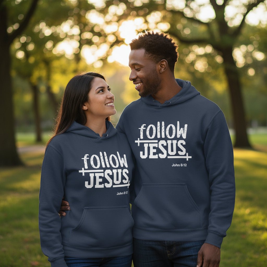 Follow Him Unisex Christian Pullover Hooded Sweatshirt - ClaimedbyGodDesigns