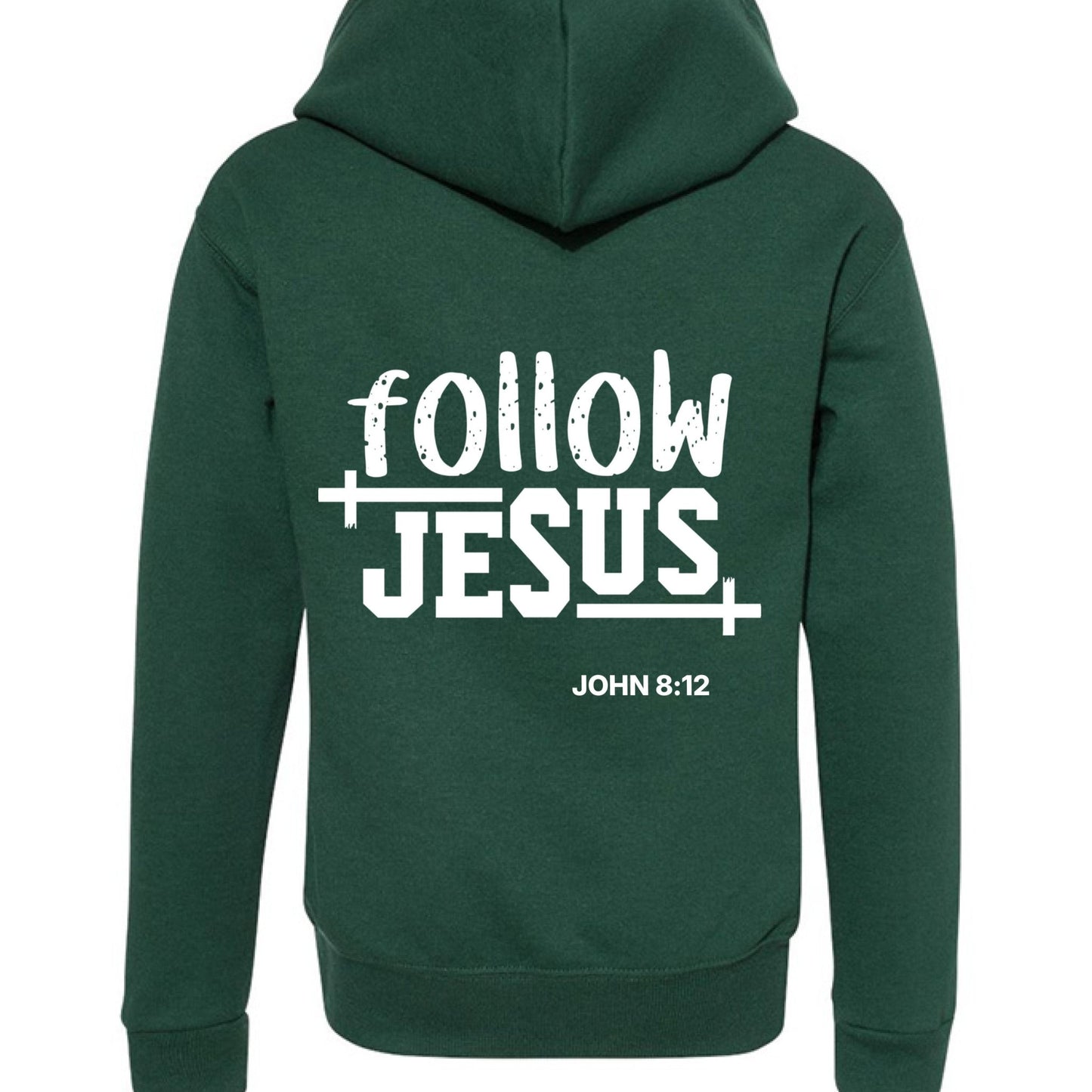 Follow Him Youth Christian Full - Zip Hooded Sweatshirt - ClaimedbyGodDesigns