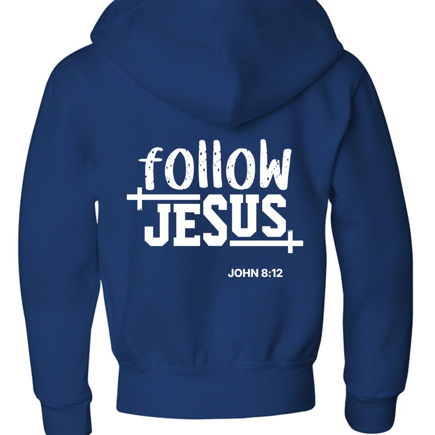 Follow Him Youth Christian Full - Zip Hooded Sweatshirt - ClaimedbyGodDesigns