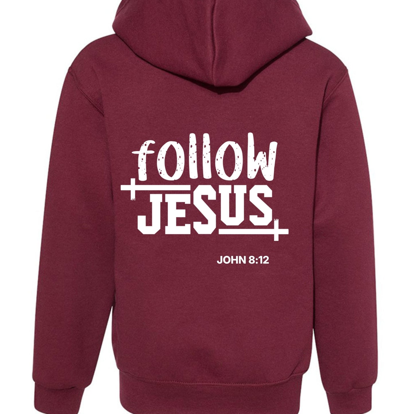 Follow Him Youth Christian Full - Zip Hooded Sweatshirt - ClaimedbyGodDesigns