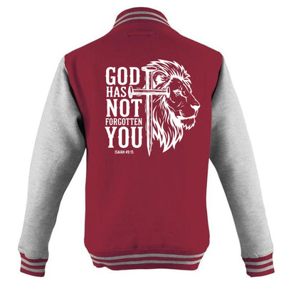He has not Forgotten You Men's Christian Heavyweight Letterman Jacket - ClaimedbyGodDesigns