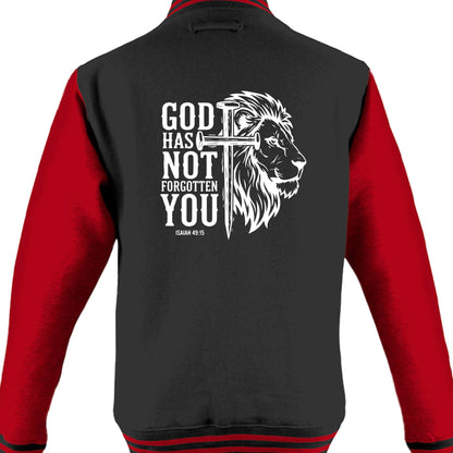 He has not Forgotten You Men's Christian Heavyweight Letterman Jacket - ClaimedbyGodDesigns
