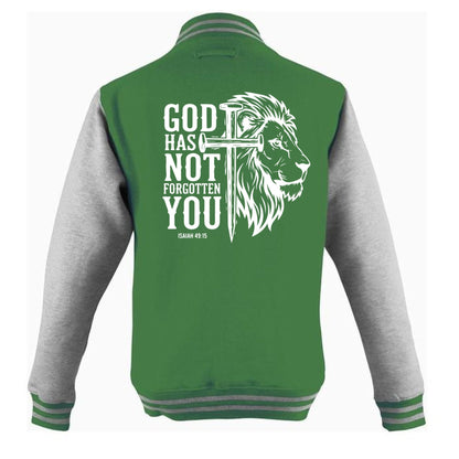 He has not Forgotten You Men's Christian Heavyweight Letterman Jacket - ClaimedbyGodDesigns