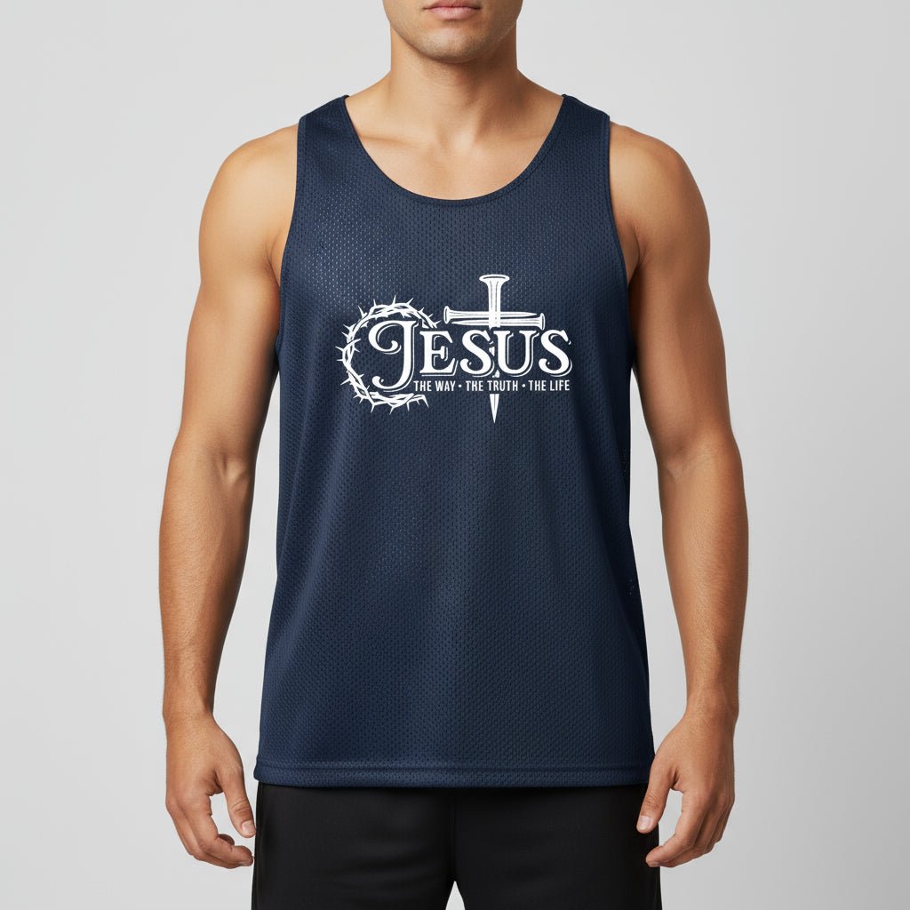 Way Truth Life Men’s Christian Gym Mesh Tank - ClaimedbyGodDesigns