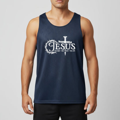 Way Truth Life Men’s Christian Gym Mesh Tank - ClaimedbyGodDesigns