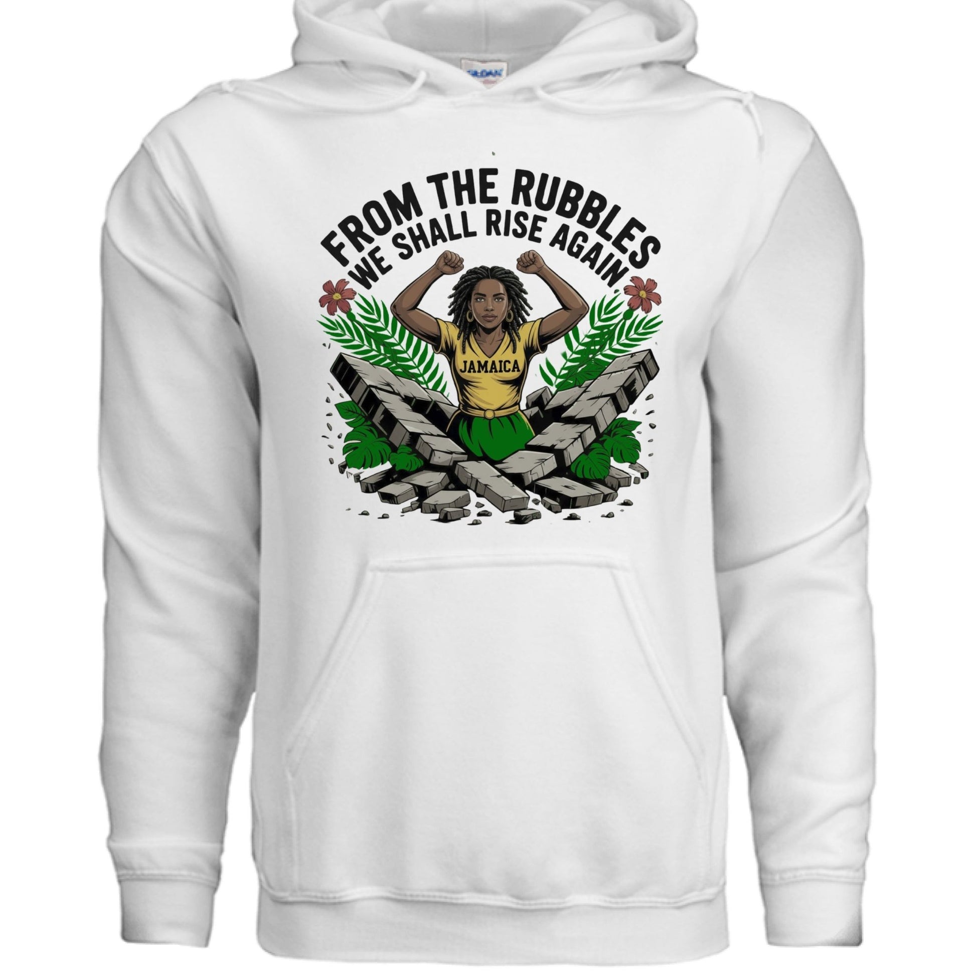 From The Rubbles We Shall Rise Again Jamaica Fundraising Hooded Sweatshirt - ClaimedbyGodDesigns