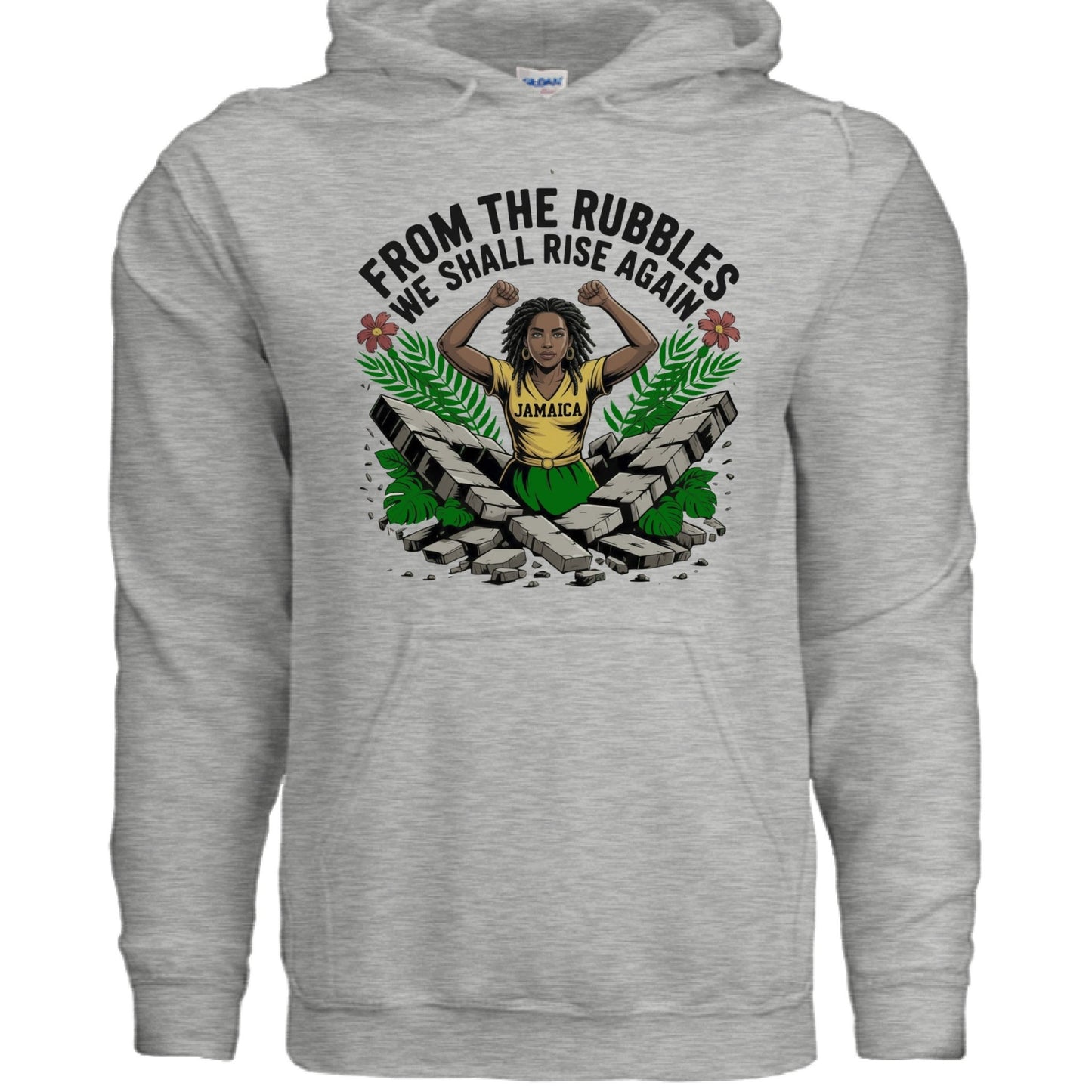 From The Rubbles We Shall Rise Again Jamaica Fundraising Hooded Sweatshirt - ClaimedbyGodDesigns