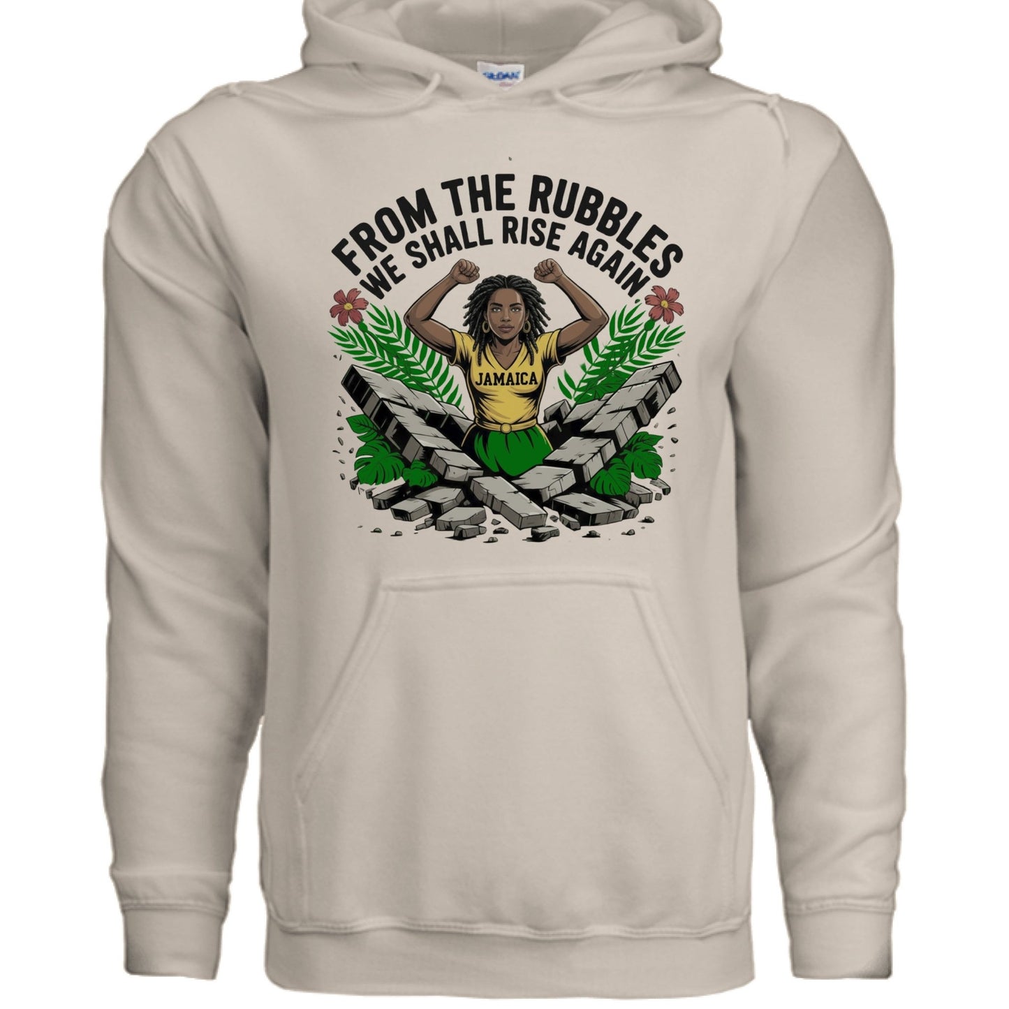 From The Rubbles We Shall Rise Again Jamaica Fundraising Hooded Sweatshirt - ClaimedbyGodDesigns