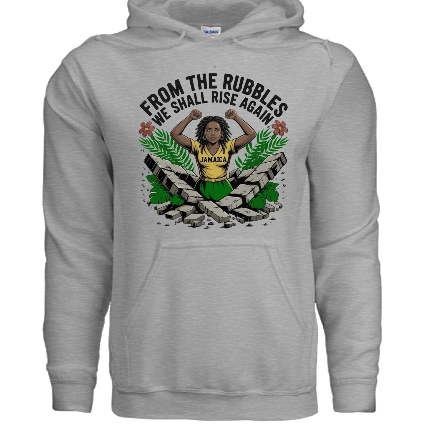 From The Rubbles We Shall Rise Again Jamaica Fundraising Hooded Sweatshirt - ClaimedbyGodDesigns