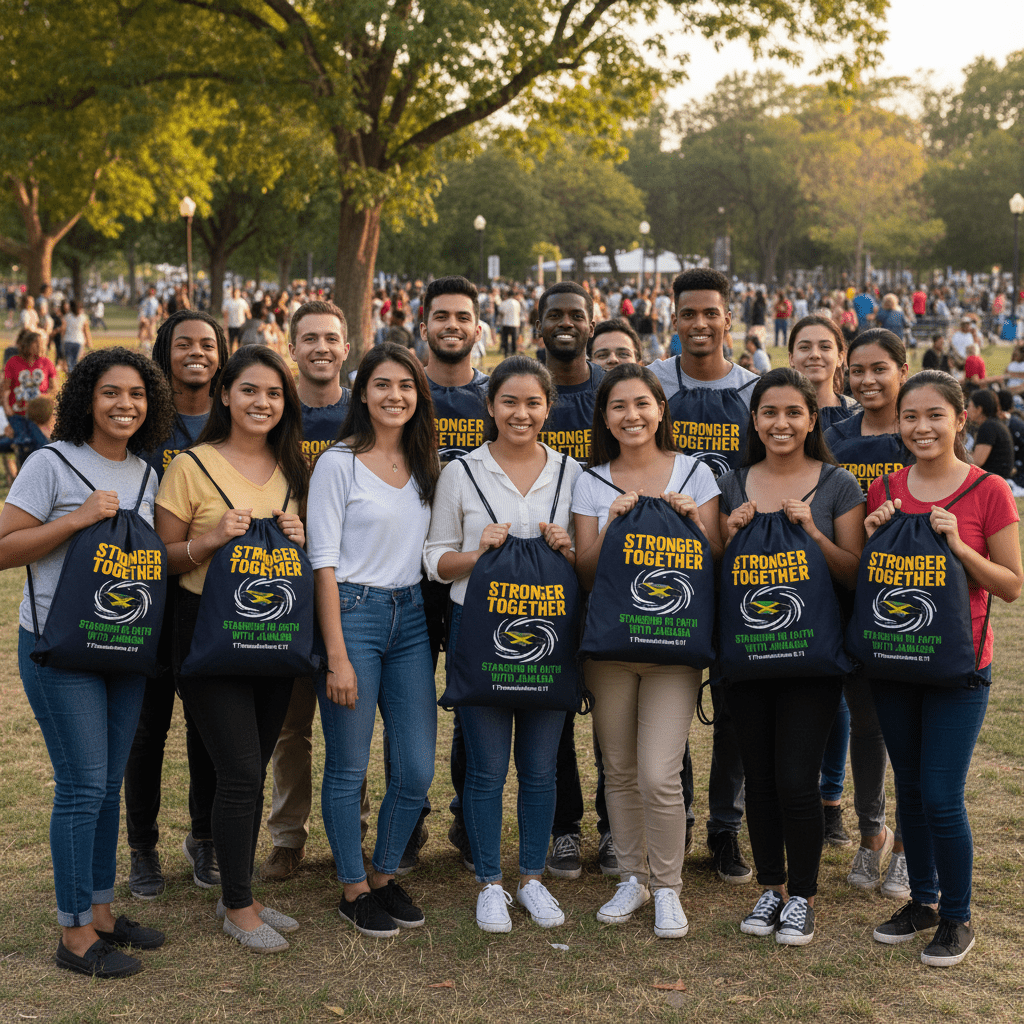 Standing In Faith Jamaican Fundraising Drawstring Bag - ClaimedbyGodDesigns