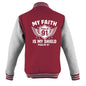 My Faith Is My Shield Men's Christian Heavyweight Letterman Jacket - ClaimedbyGodDesigns