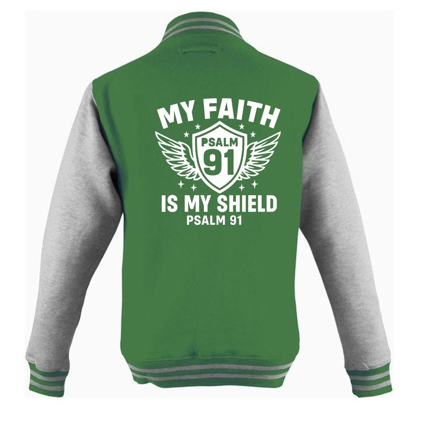My Faith Is My Shield Men's Christian Heavyweight Letterman Jacket - ClaimedbyGodDesigns