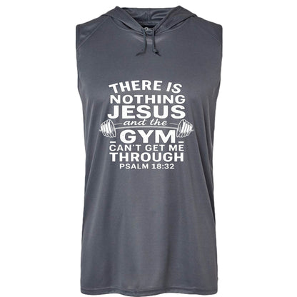 Nothing Him and The Gym Can't Get Me Through Men’s Christian Gym Sleeveless Hooded T-shirt - ClaimedbyGodDesigns