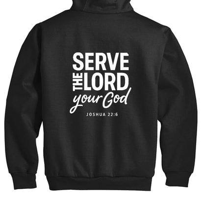 JOSHUA 22:6 Serve Him Men’s Christian Heavyweight Full - Zip Hooded Sweatshirt with Thermal Lining - ClaimedbyGodDesigns