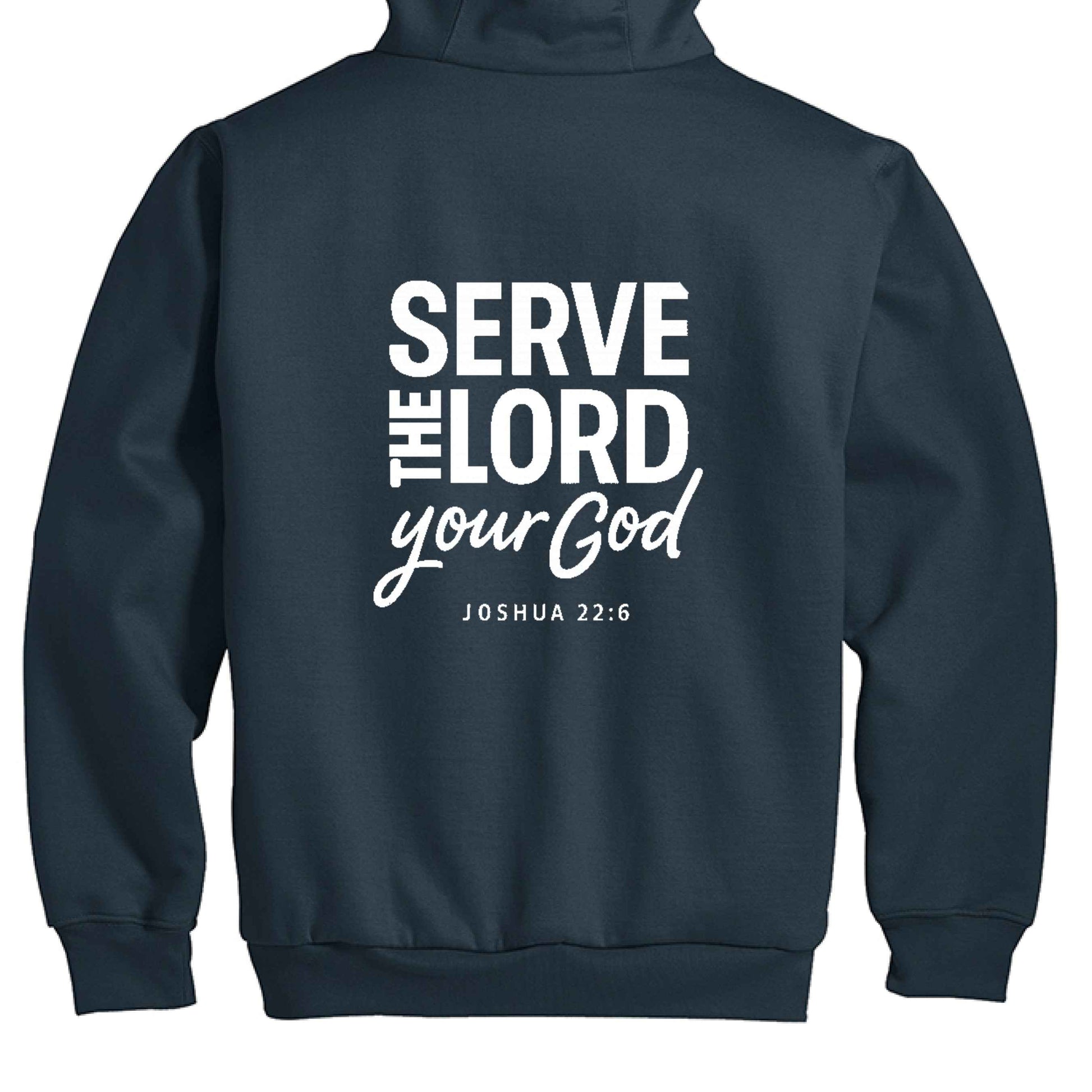 JOSHUA 22:6 Serve Him Men’s Christian Heavyweight Full - Zip Hooded Sweatshirt with Thermal Lining - ClaimedbyGodDesigns