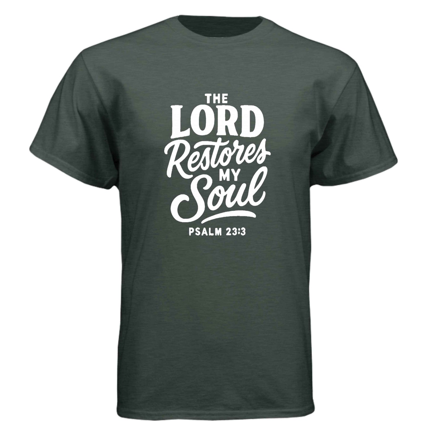 Psalm 23:3 The Lord Restores My Soul Men’s Christian T-Shirt - ClaimedbyGodDesigns