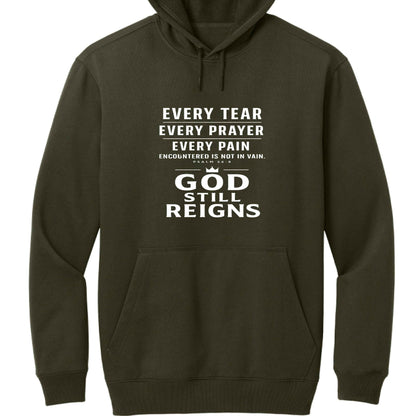 He Still Reigns Unisex Tough Fleece Pullover Hooded Sweatshirt - ClaimedbyGodDesigns
