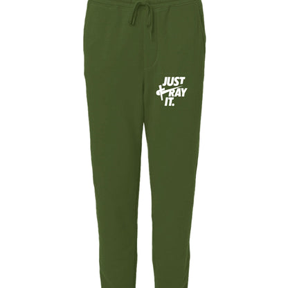 Just Pray It Unisex (Men Women) Christian Midweight Fleece Sweatpants - ClaimedbyGodDesigns
