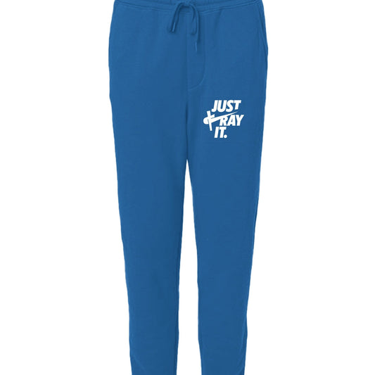 Just Pray It Unisex (Men Women) Christian Midweight Fleece Sweatpants - ClaimedbyGodDesigns