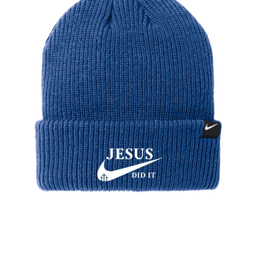 He Did It Adult Premium Christian Beanie - ClaimedbyGodDesigns