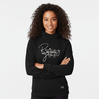 Running On Coffee and Him Women's Christian Unisex Premium Hooded Pullover Sweatshirt - ClaimedbyGodDesigns