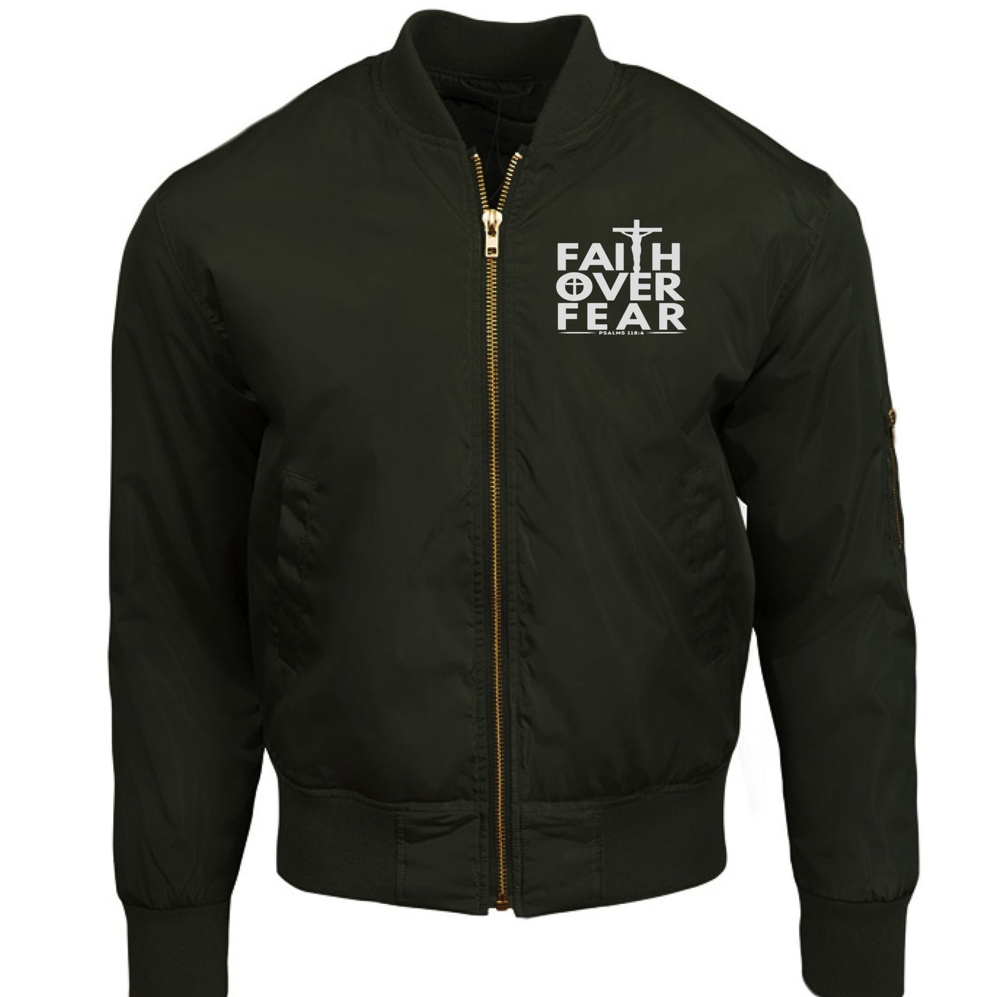 Faith Over Fear Unisex Christian Bomber Jacket - ClaimedbyGodDesigns