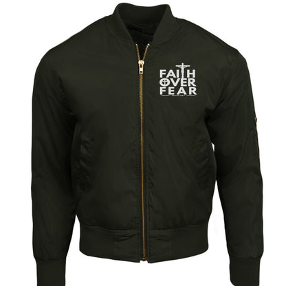Faith Over Fear Unisex Christian Bomber Jacket - ClaimedbyGodDesigns