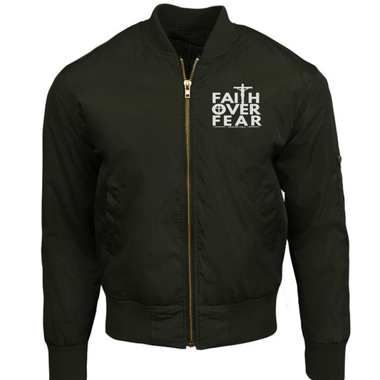 Faith Over Fear Unisex Christian Bomber Jacket - ClaimedbyGodDesigns